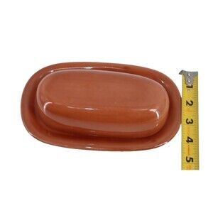 Pottery Barn Sausalito Amber Ceramic Covered Butter Dish 1/4 Pound Capacity Read